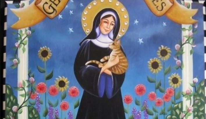 Saint Gertrude, Patron Saint of Cats